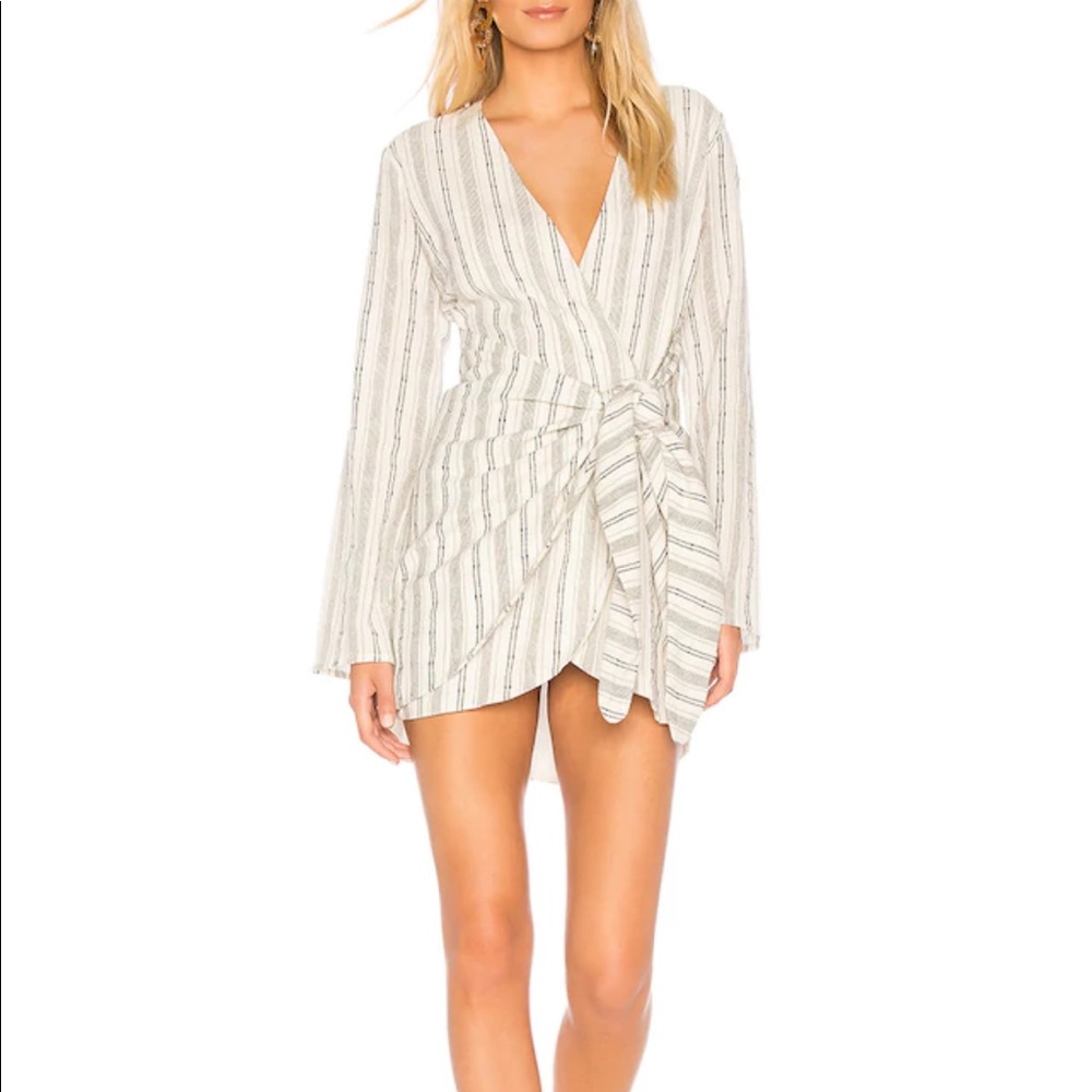 The Meadow Mini Dress in White Stripe